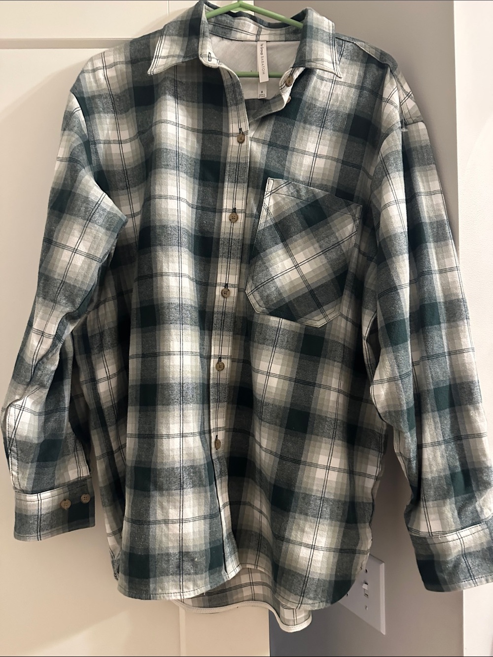 Babaton Green and White Plaid Button-Down Shirt. Size 2- large - Picture 1 of 3